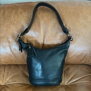 Coach Bleeker Duffle 11422 Black Leather Tattersall Lining